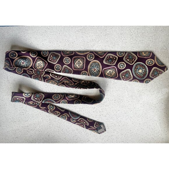 Christian Dior Monsieur Italian Silk Necktie Made In USA with Geometric Y2K - Picture 1 of 6